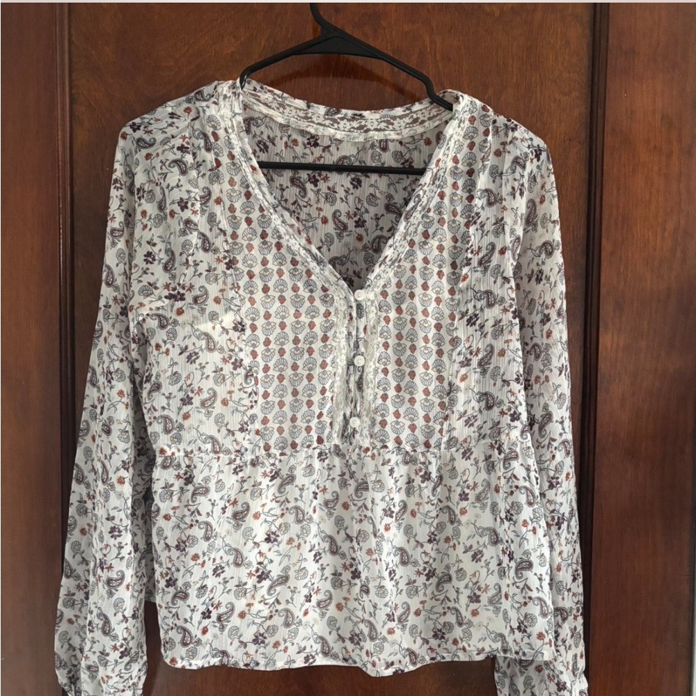 Hollister White Floral Blouse